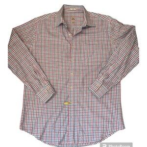 Peter Millar Nanoluxe Easy Care Cotton Multi Color Check Casual Dress Shirt L